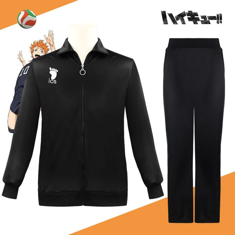 Cosplay Haikyu Giacca Karasuno High School Pallavolo Club Nero Abbigliamento sportivo Uniforme Anime Cos Costumi Cappotto Top XS-3XL 2026