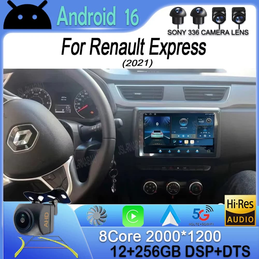 Per Renault Express 2021 Auto Radio Video Android 15 Lettore Multimediale Auto GPS di Navigazione Audio Autoradio Carplay 360 Macchina Fotografica RDS