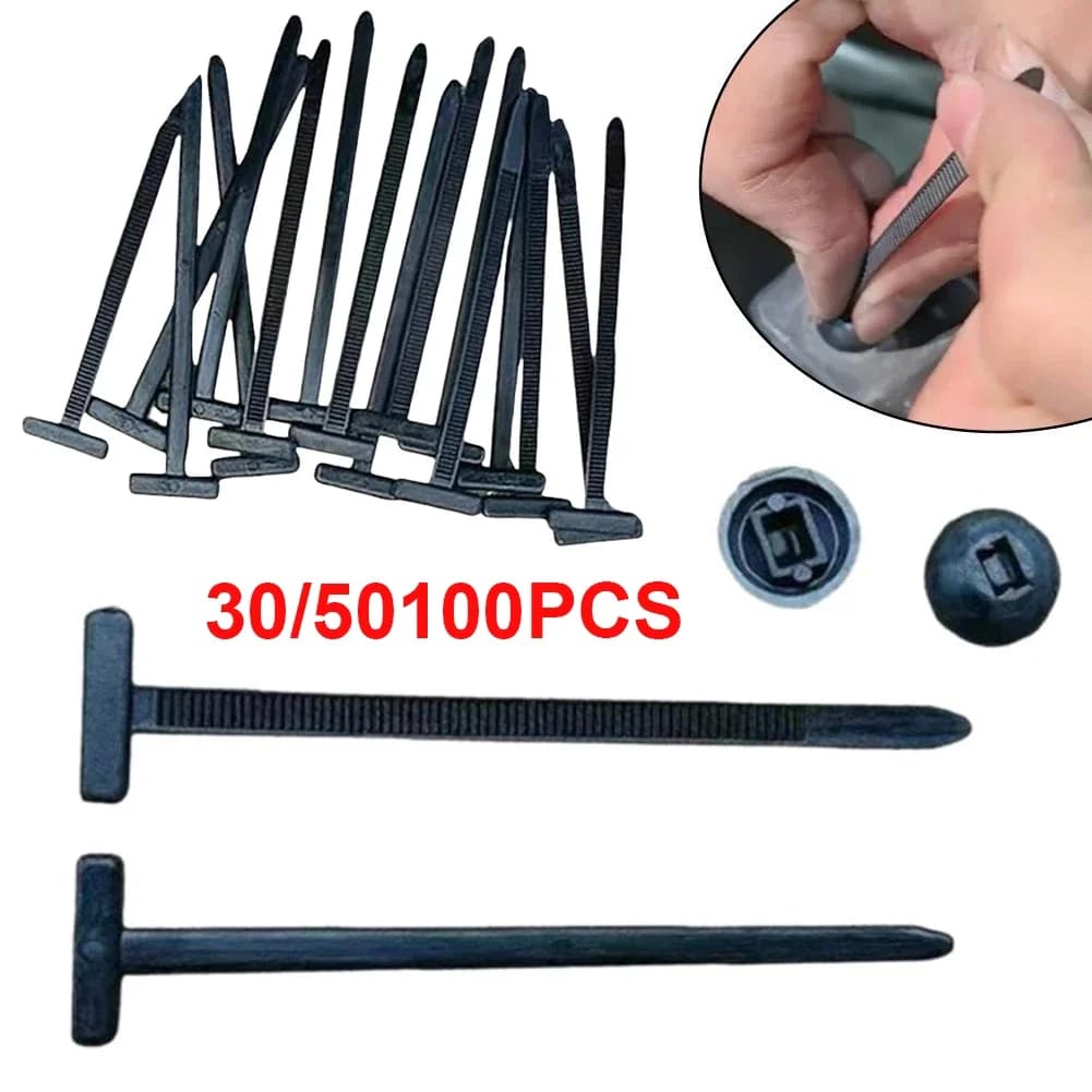 Supporto per fascette per cavi autobloccanti 100/50/30 pezzi universale per fascette per cavi in nylon per auto perno con fibbia e fascetta per bottoni cinghia di fissaggio fai da te
