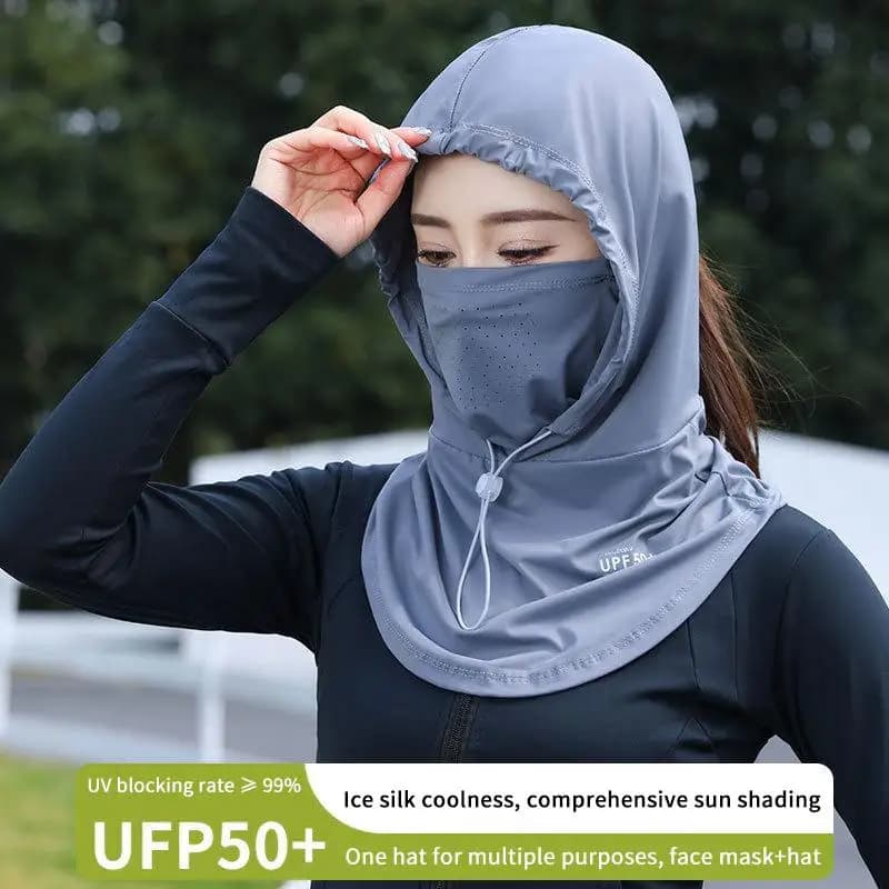 Ice Silk Sun Hat Women UV Protection Adjustable Wide Brim Cap with Neck Shawl for Outdoor Summer Travel Beach