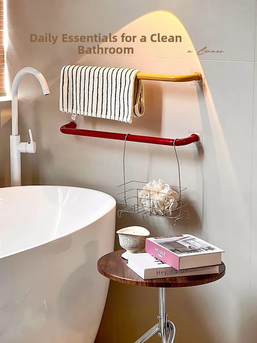 Batoom Towel Ra Portasciugamani a barra singola per appendere vestiti e asciugamani da bagno, installazione senza foratura