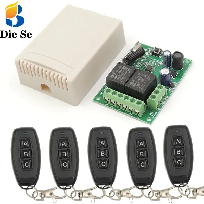 433Mhz Universal Wireless Remote Control DC 5V~30V 10A 2CH rf Relay Receiver and Transmitter for Electric curtains\ Sliding door