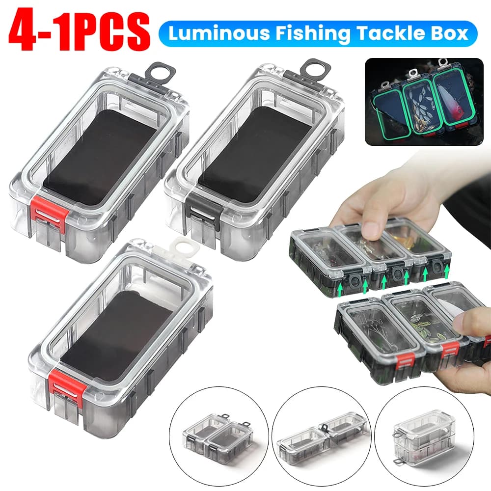 Scatola Impermeabile per Attrezzatura da Pesca, Contenitore Luminoso per Esche e Ami, Organizzatore Espandibile per Attrezzi da Pesca alla Carpa, Accessori da Pesca