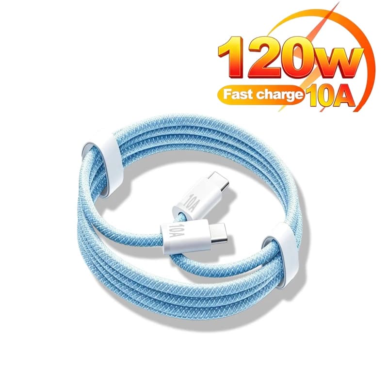 Cavo di Ricarica Rapida USB Type-C 120W 10A per iPhone 17 16 15 Pro Max, Samsung, Huawei, Mi - Cavo Dati Dual Type-C