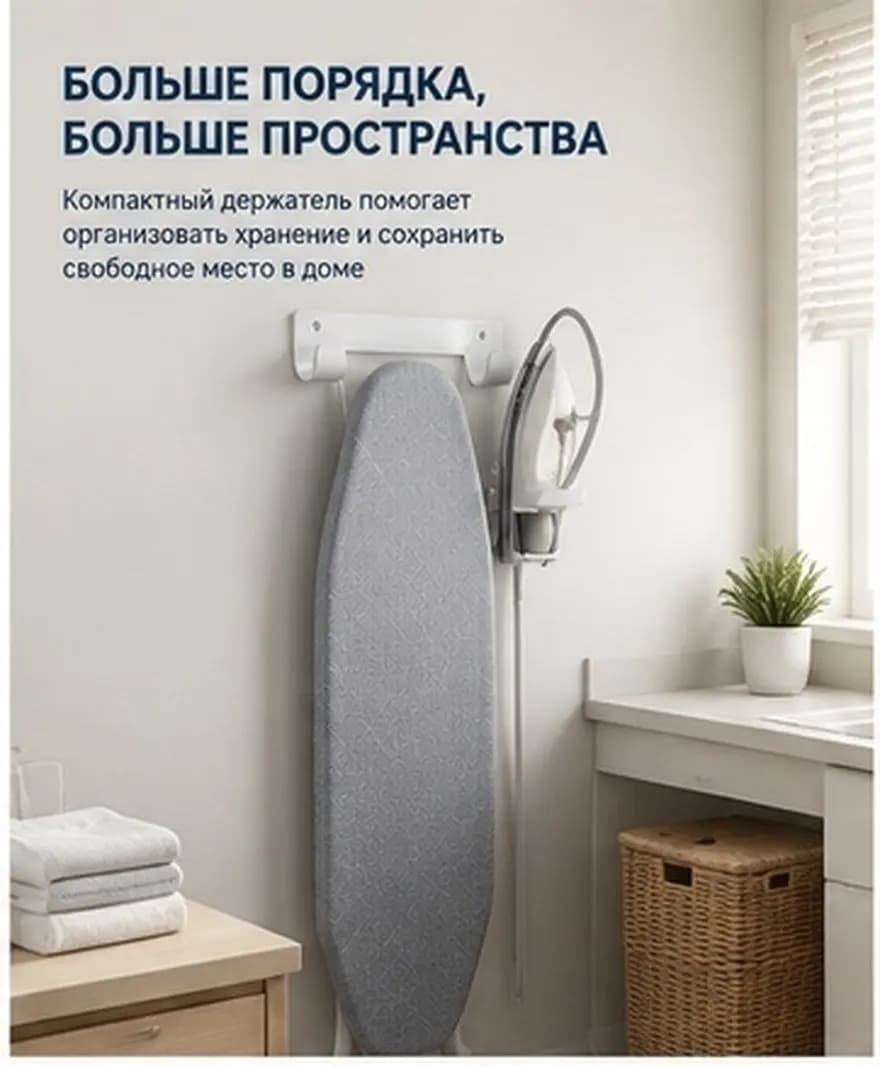1Pcs Ironing Board Rack Dual-Head Hanging Rack Heavy Duty Storage Organizer Space Saving Holder for Laundry Utility Room Wall