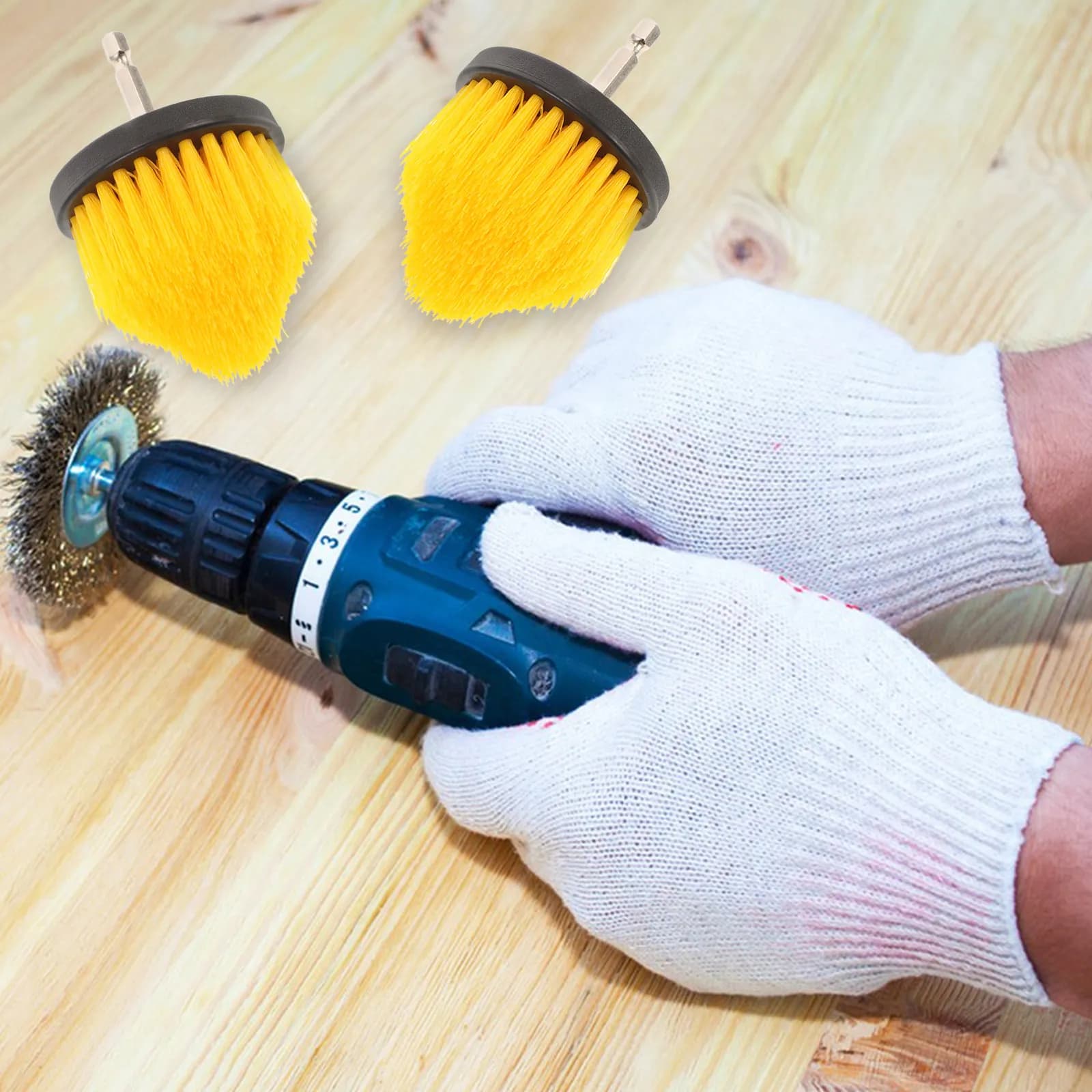 2Pcs Drill Brush Attachment Cleaning Brush for Power Drill Polishing Scrubber Kit Cone Ball Design Steel PP Material Easy