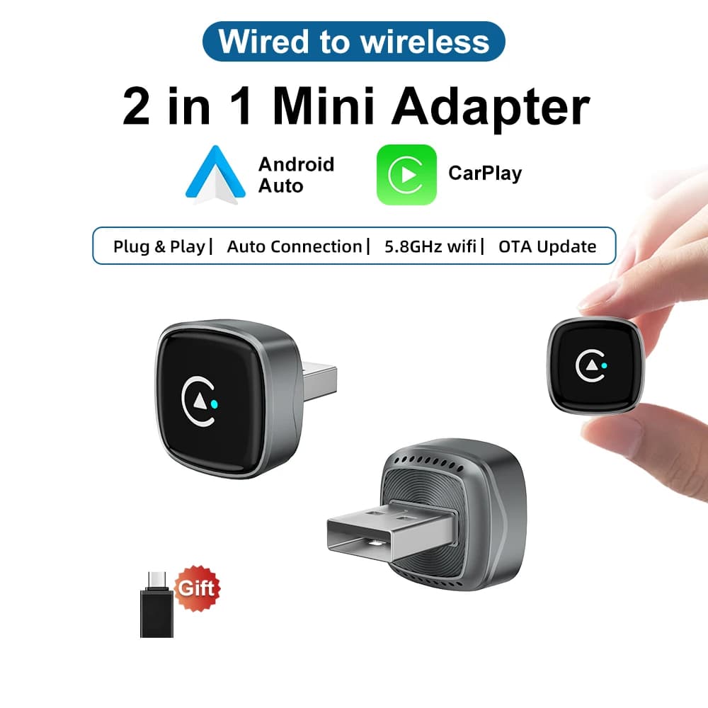 Adattatore Wireless CarPlay Android Auto FLIXIVI, Dongle USB Smart Mini Box Plug and Play Universale per Auto Toyota, Nissan, Honda, Ford