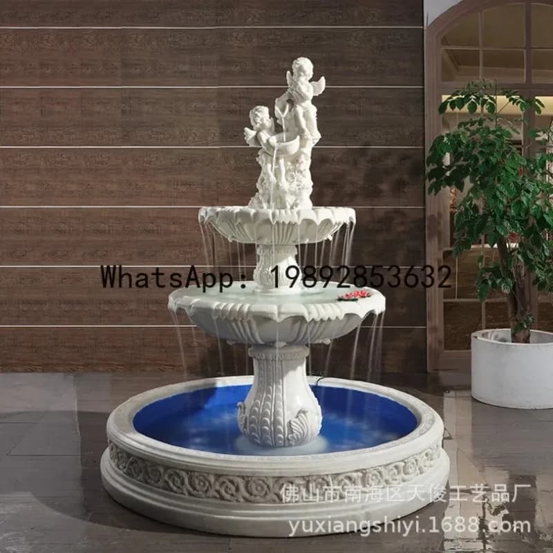 BF Fontana in stile europeo Scultura di angelo Fontana di acqua corrente Decorazione per interni ed esterni Funzione di umidificazione dell'acqua