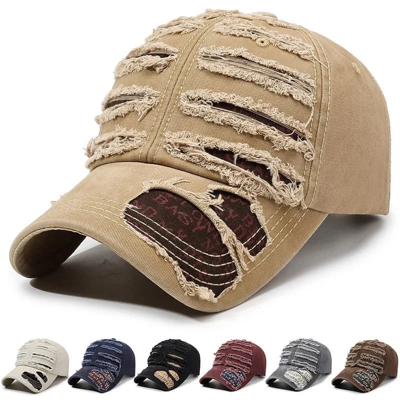 Cappellino da Baseball in Cotone alla Moda per Uomo e Donna, con Scritta, per Tutte le Stagioni, Sport all'Aperto, Stile Vintage in Denim Invecchiato