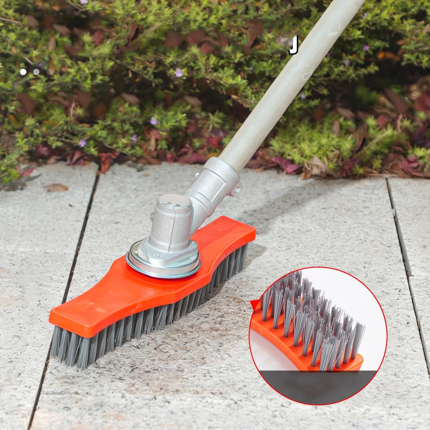 Spazzola per la pulizia del prato ad alta efficienza con manico regolabile, strumento per la rimozione delle erbacce per terrazze, giardini, cortili, pavimenti, patii, fattorie e fughe di piastrelle