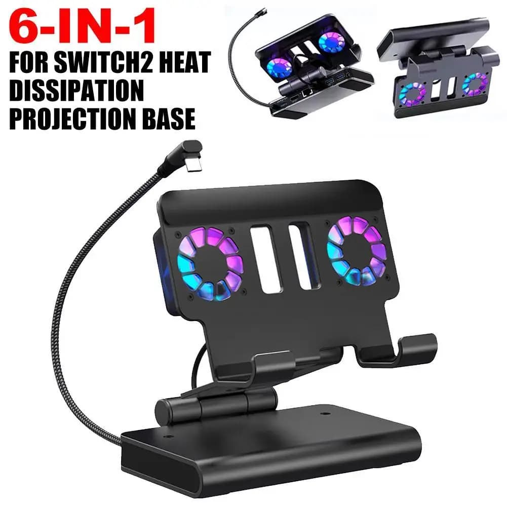 Docking station 6 IN 1 double cooling fan for SWITCH 2 for ROG Ally/Ally X 4K 144Hz HDMI USB 100W fast charging support