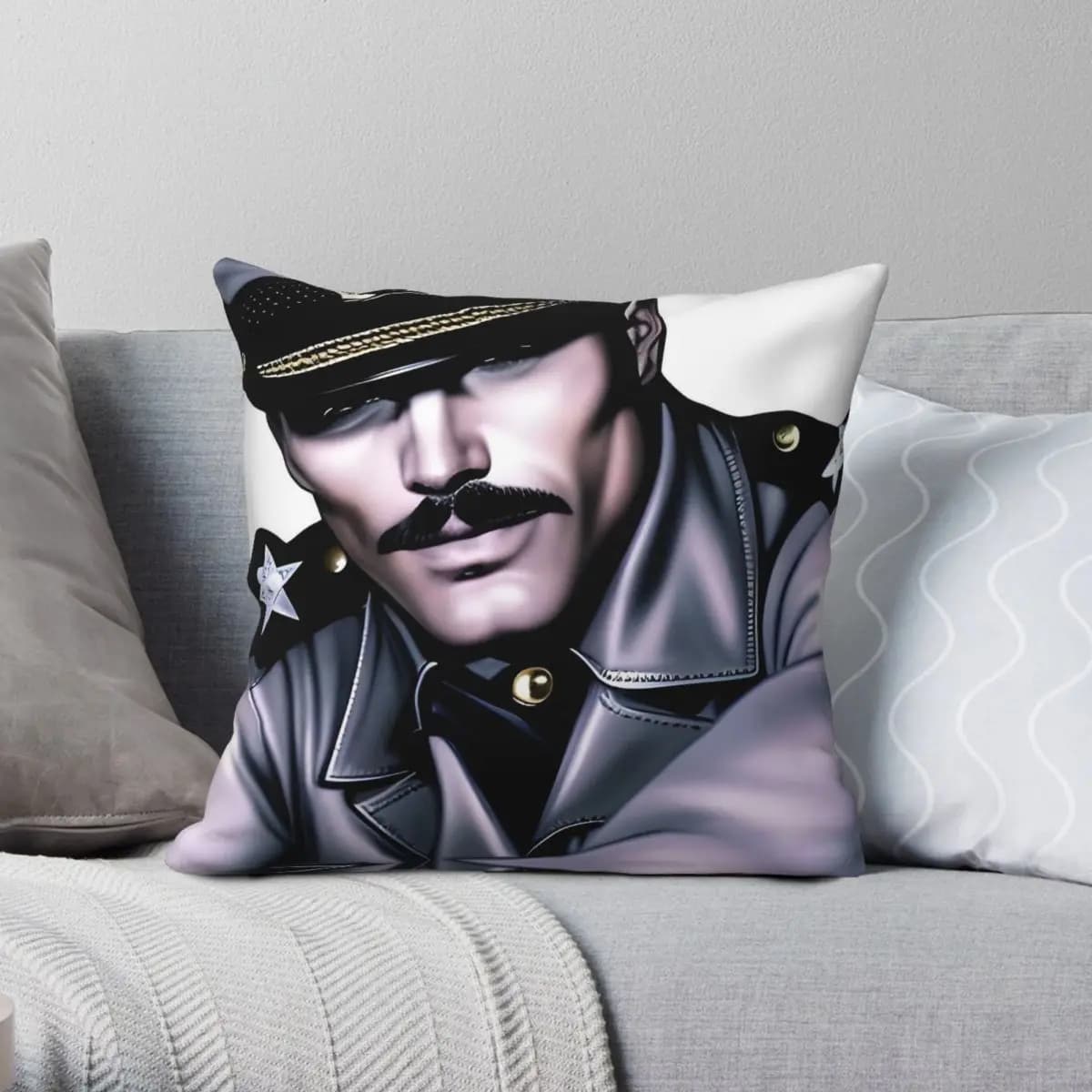 Sailor Mustached Daddy Lgbtq Federa quadrata Poliestere Lino Velluto Stampato Zip Decor Fodera per cuscino per divano 18"