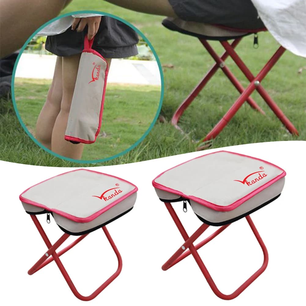 Sgabello da campeggio pieghevole con borsa sedia portaoggetti per sgabello da campeggio compatto in metallo portatile per mobili da viaggio per escursionismo all'aperto