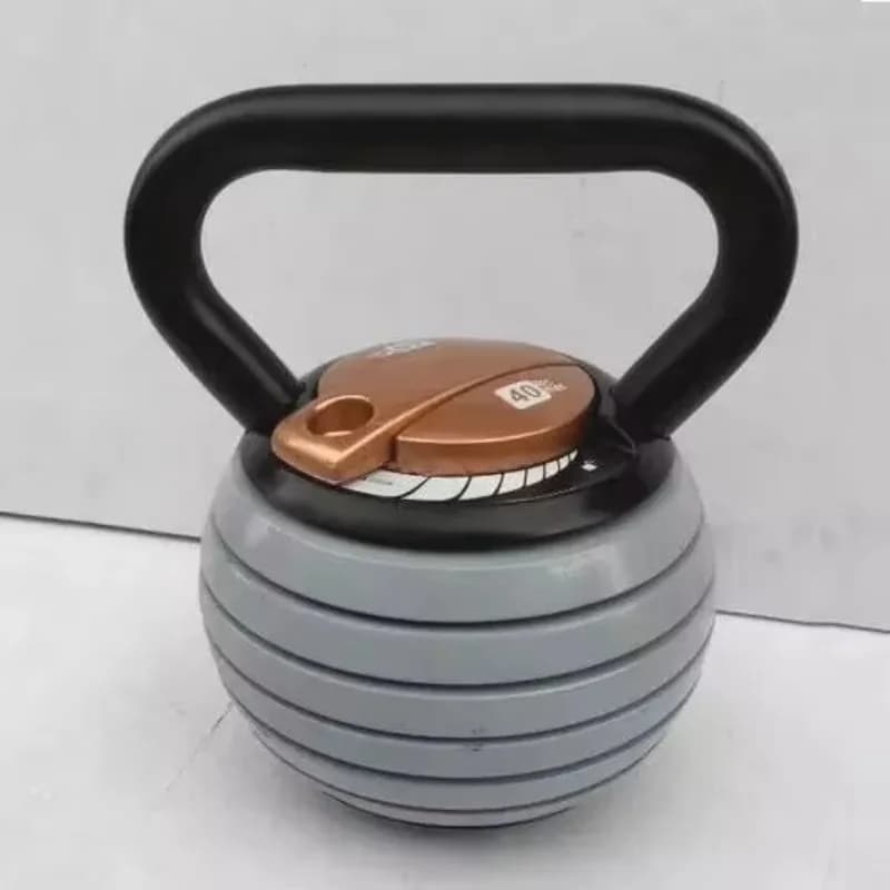 Set of Manubri and Kettlebell Adjustable Chrome, Heavyweight for Gym and Home Fitness