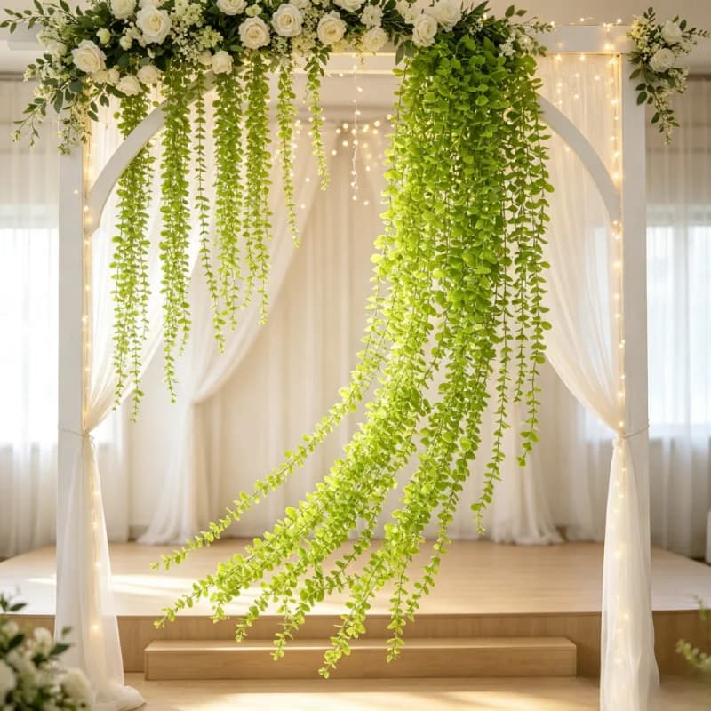 1-5PC Artificial Plant Eucalyptus Leaf Rattan for Holiday Wedding Hanging Rattan Decoration Home Office Decoration