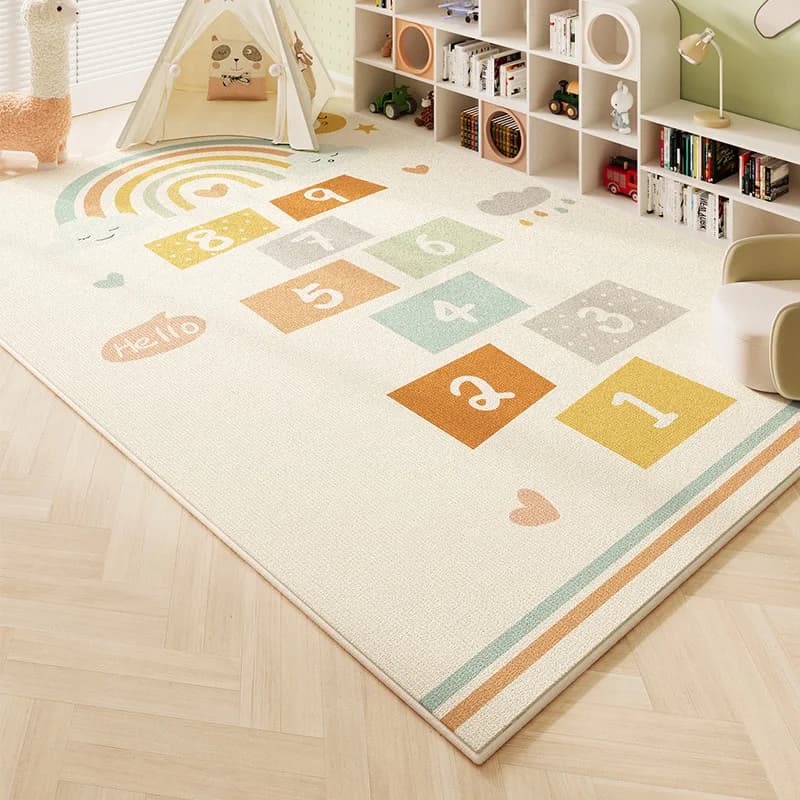 VIKAMA Cartoon imitazione Cashmere tappeto tappetino per bambini soggiorno antiscivolo Area di lettura tappeto camera da letto per bambini tappetino per gattonare