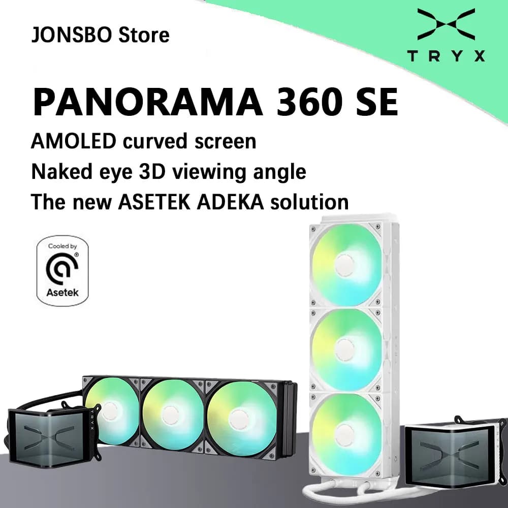TRYX PANORAMA 360 SE 360MM All-in-one CPU water cooling 6.5-inch curved screen 3D naked-eye vision for LGA 1851/1700 AMD AM4/AM5