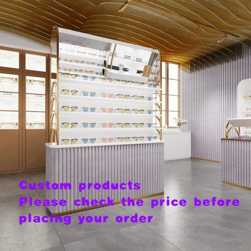 custom.SUNDO Purple Luxury Sunglasses Display Stand Eyeglasses Showcase White Drawer Storage Table High End Eyewear Display