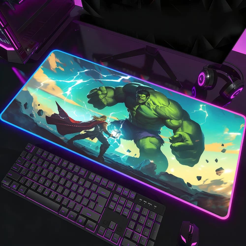 Fantastico tappetino per mouse H-Hulk impermeabile con luce LED RGB, tastiera da gioco colorata, superficie antiscivolo per tappetino da scrivania