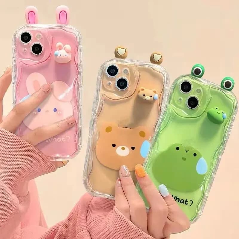 Infinix Smart 8 7 6 custodia per telefono 3D Cute Rabbit Bear Frog per Hot 20 4G 30 9 Play 30i 20i HD Plus Cover morbida in TPU trasparente