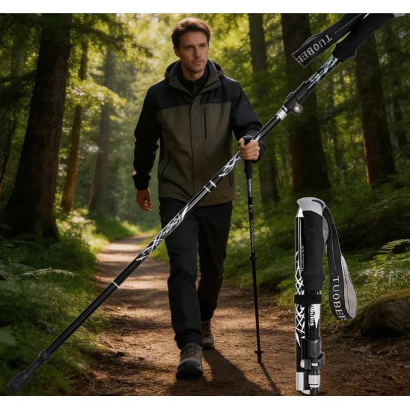 Super Light Telescopic Trekking Poles Portable Easy to Fold Outdoor Hiking Nordic Walking Sticks Alpenstock for Camping Trail Us