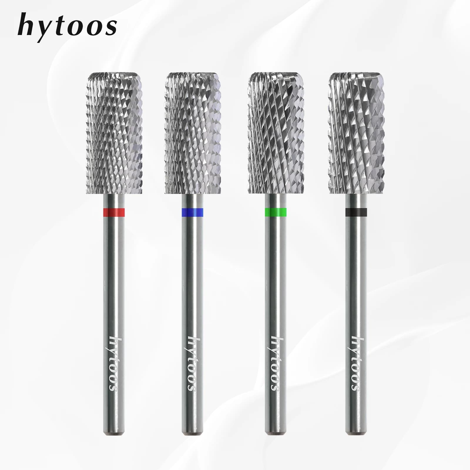HYTOOS 13mm Barile Punte da trapano per unghie Taglio incrociato a prova di polvere D4S Punta per unghie in metallo duro di sicurezza Punte per manicure elettriche Rimuovi lo strumento di gel
