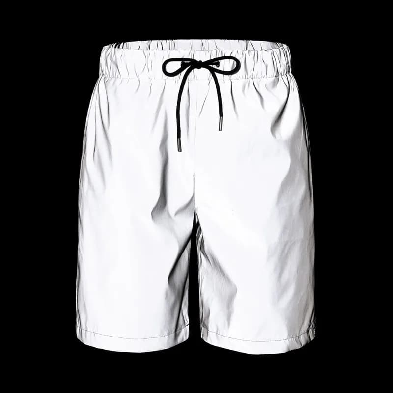 Pantaloncini Riflettenti Estivi da Uomo con Coulisse, Moda Casual, per Jogging e Ciclismo, Luminosi, Stile Hip Hop Streetwear