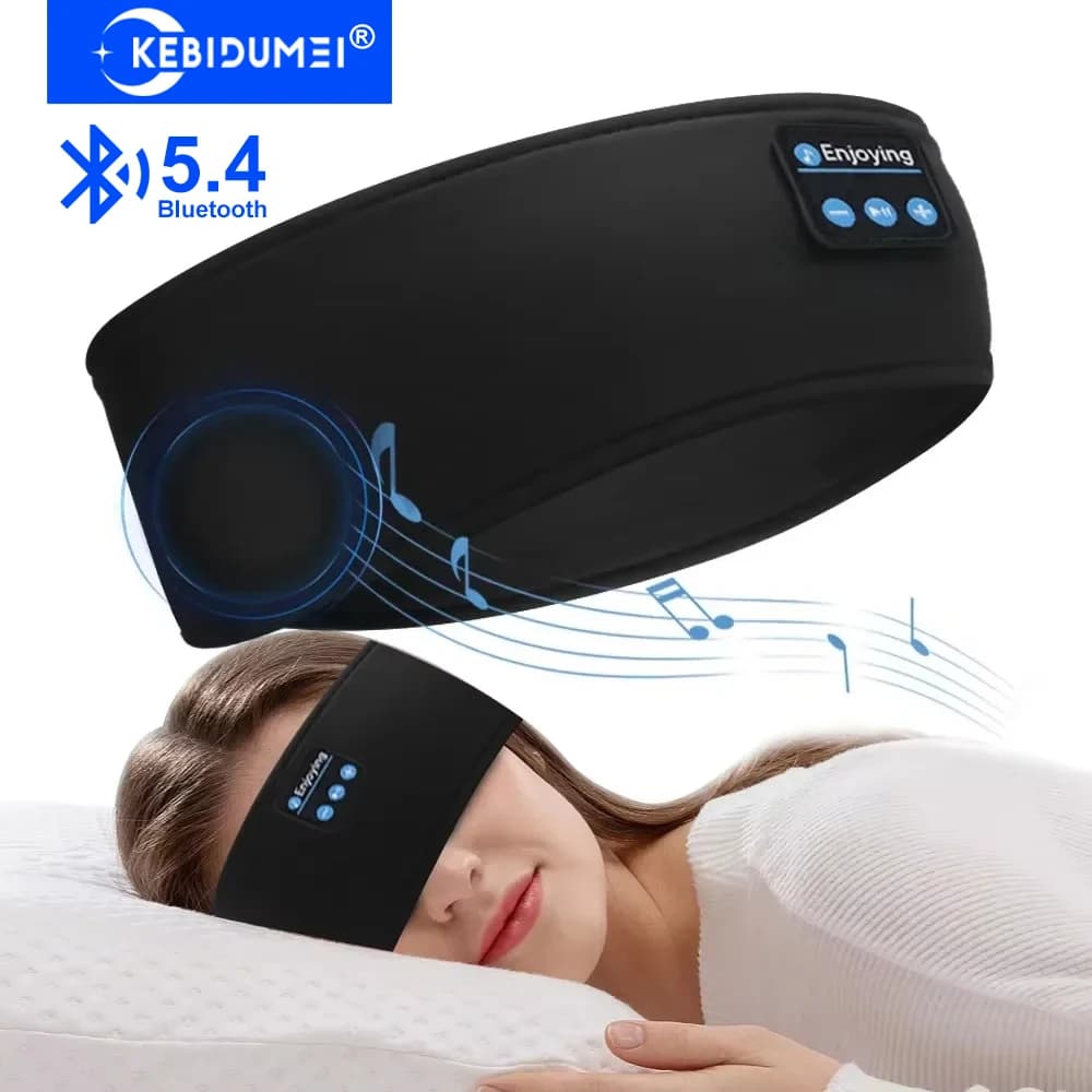 Auricolari Bluetooth 5.4 Cuffie per dormire Cuffie wireless elastiche Musica Maschera per gli occhi Auricolari per fascia sportiva per iPhone