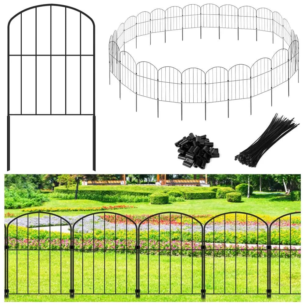 Recinzione da Giardino 60 cm H x 8,2 m L, 26 Pannelli, Senza Scavo, Barriera per Animali Domestici (Cani, Conigli), Bordatura per Aiuole Arcuate, in Metallo