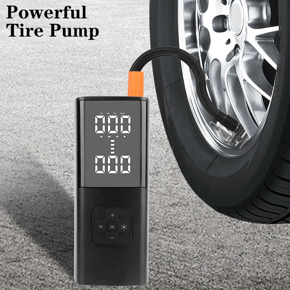 Compressore d'aria Gonfiatore per auto Pompa d'aria portatile senza fili digitale per pneumatici per motocicli Camioncino per bici con torcia Power Bank
