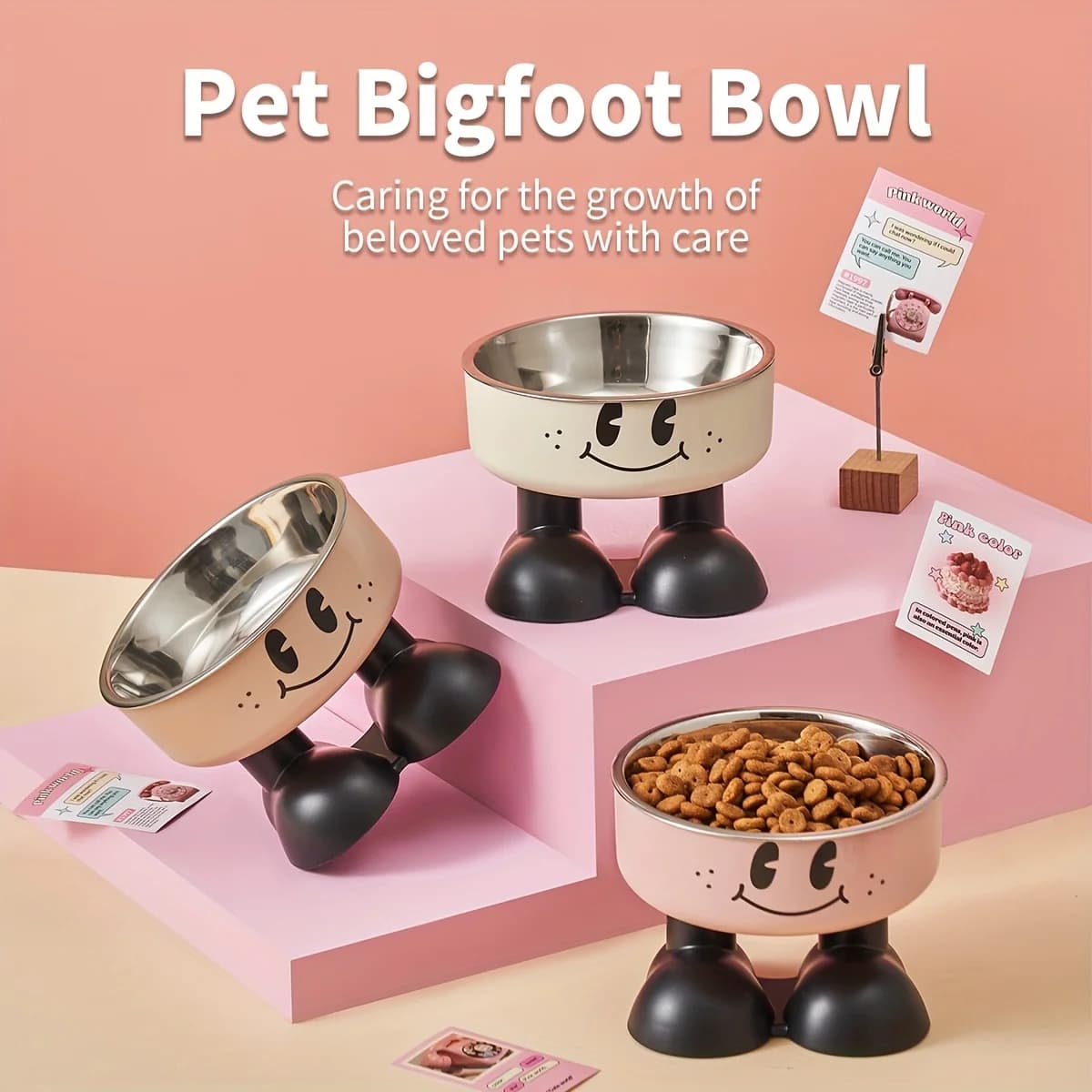 Ciotola Super Pet Bigfoot - Ciotole per acqua e cibo per cani e gatti dei cartoni animati con design antiribaltamento, acciaio inossidabile e plastica, ciotola per animali domestici