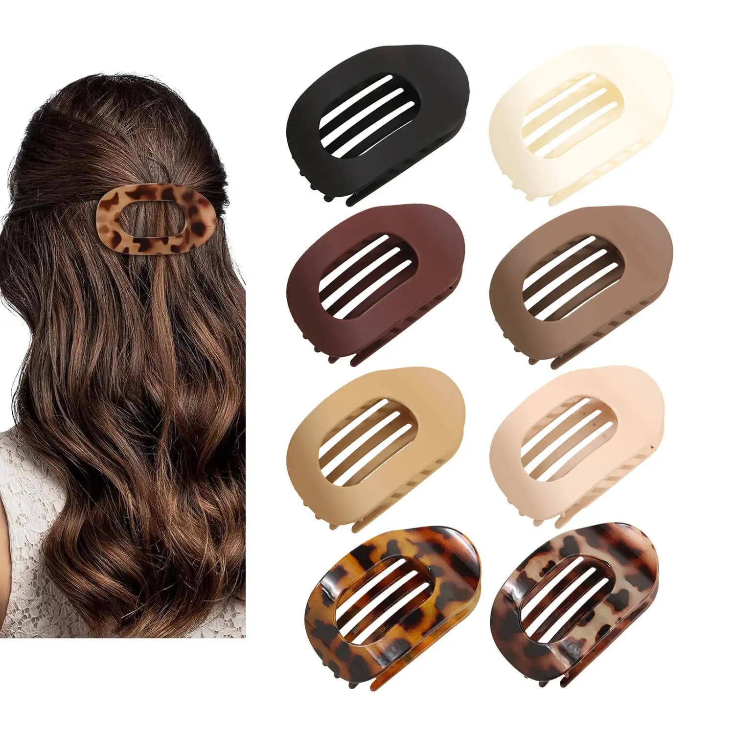 Nuovo arrivo di vendita caldo piatto ovale artiglio dei capelli clip opaca clip a becco d'anatra posteriore della testa accessori per capelli chignon semplice clip ornamento per capelli