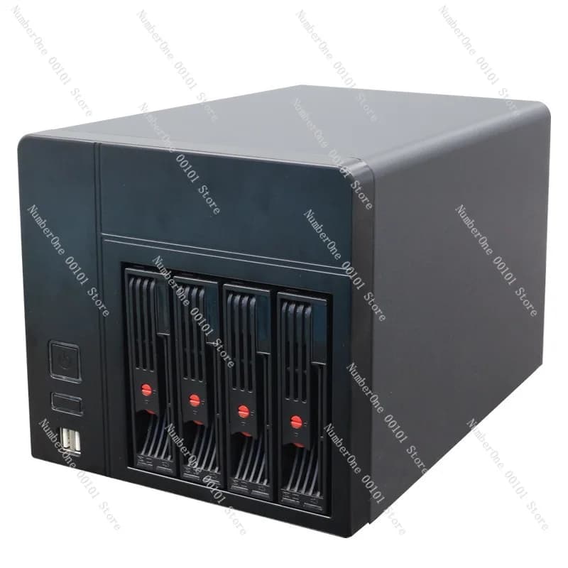 Chassis NAS a 4 Bay con Alimentatore, Compatibile con Scheda Madre Mini ITX, Case Compatto per Backup Cloud per Casa e Ufficio, SATA