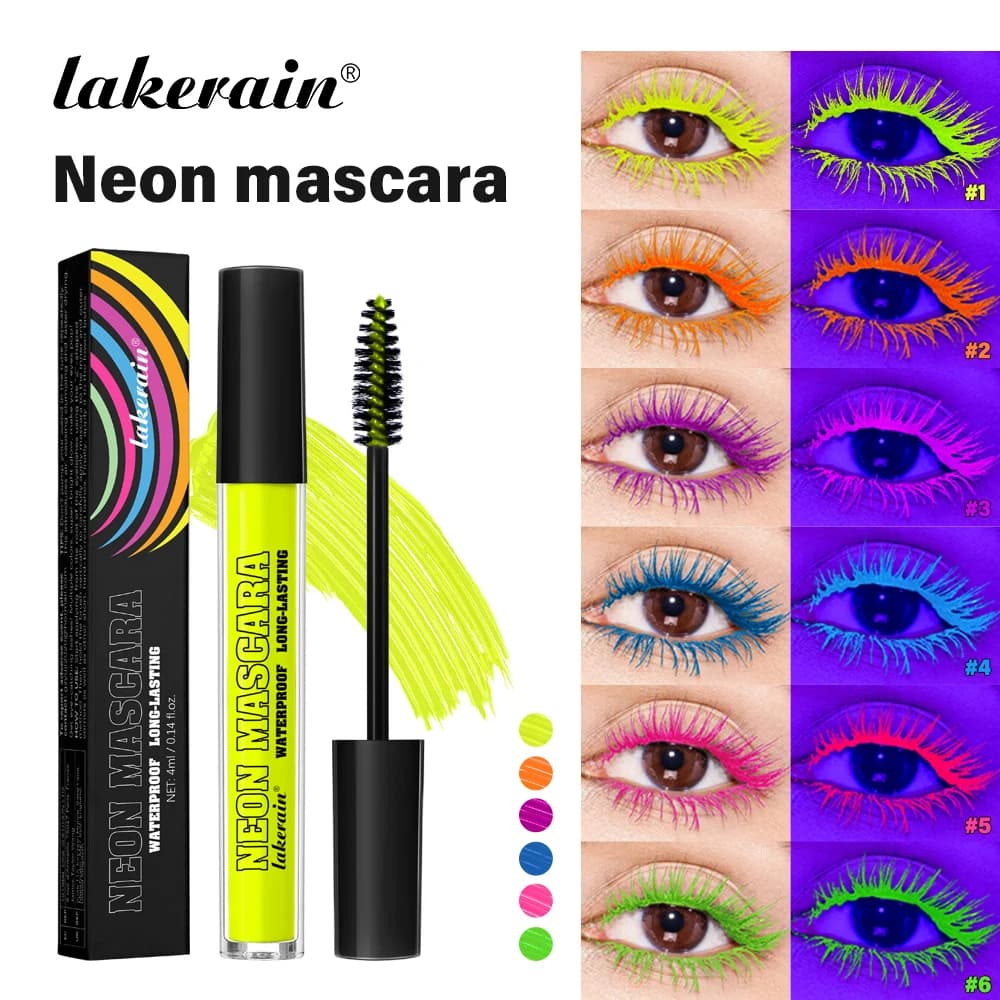 Neon Colored Mascara Waterproof Long‑Lasting Eyelash Mascara Vibrant Shades Eye Makeup For Halloween Cosplay Party Eyes Makeup