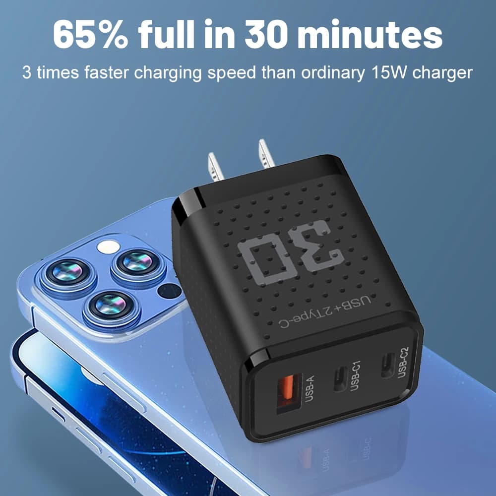 Adattatore per caricabatterie da muro a ricarica rapida per telefono cellulare USB tipo C Quick Charge 3.0 per iPhone 15 Samsung Xiaomi Huawei Smartphone