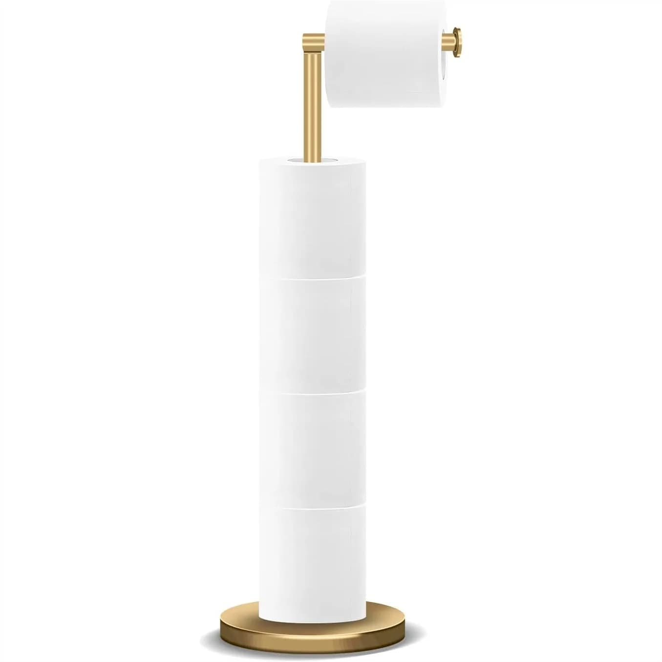 Portarotolo da terra per carta igienica, porta rotoli da bagno autoportante con spazio per 3-4 rotoli, base antiscivolo, antiruggine