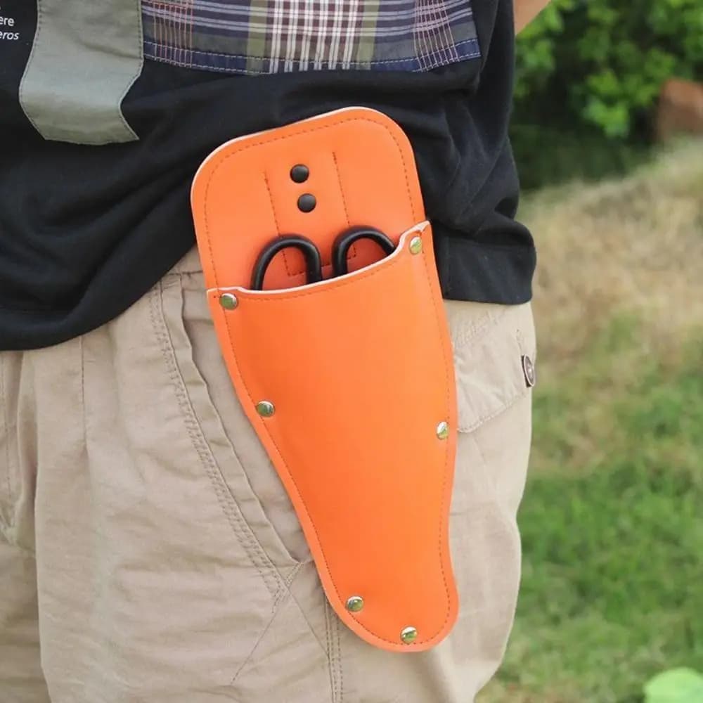 Protective Garden Scissors Case PU Leather Practical Pruner Sheath Durable with Locking Button Pruning Shears Cover