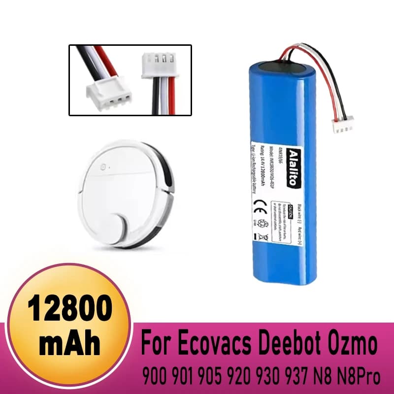 14.4V 18650 6800mAh Robot Vacuum Cleaner Replacement Battery for Ecovacs Deebot Ozmo 920,930,901,905,937,900 Lithium Ion Battery
