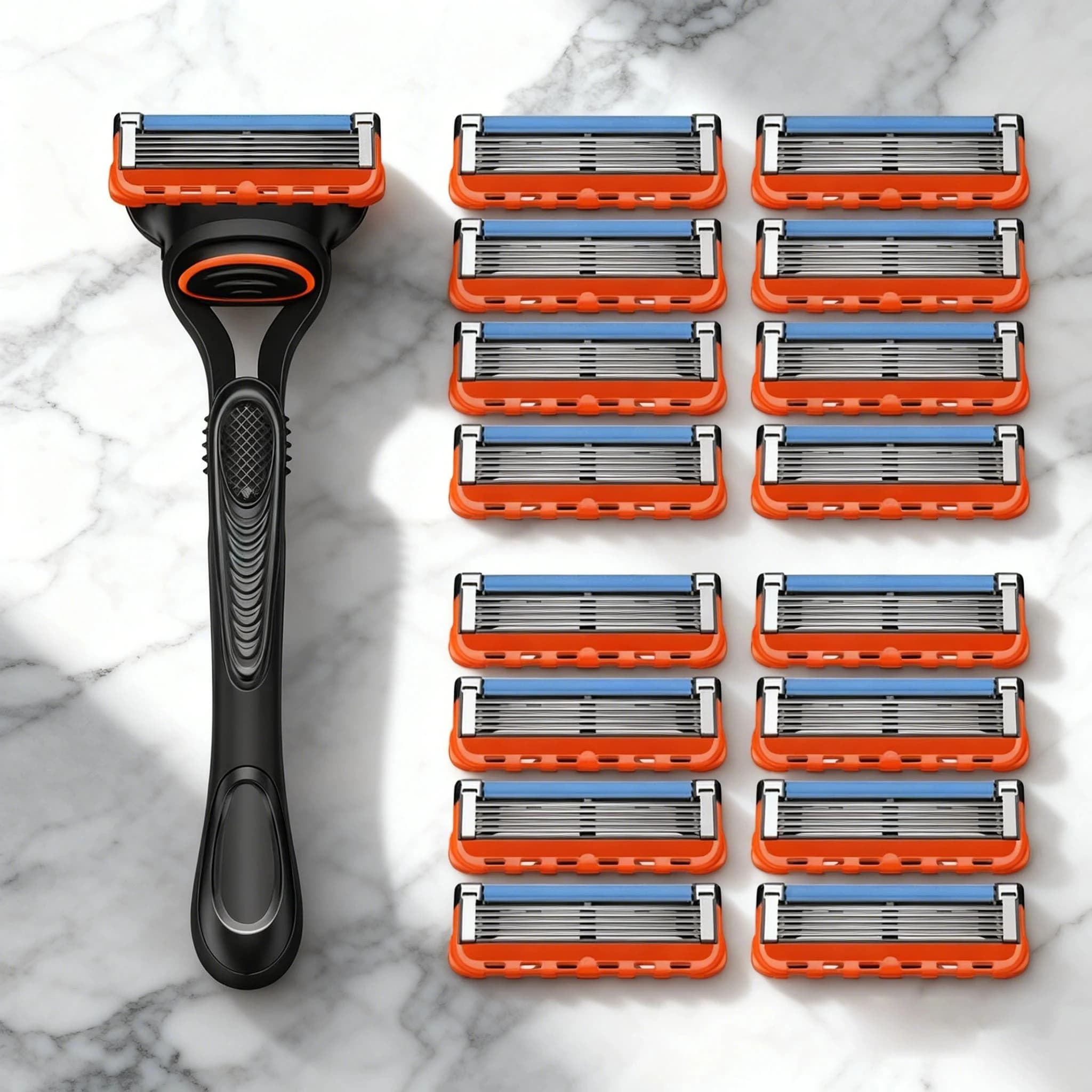 4/12 Pezzi Rasoio da Uomo a 5 Lame Fusion Pro Power, Trimmer per Barba e Capelli, Ricariche di Lame a 5 Strati