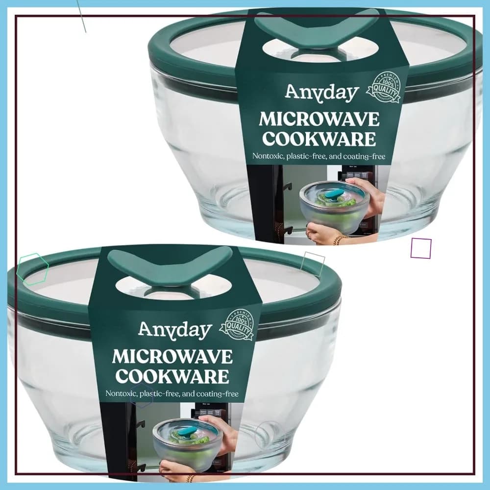 Set di 2 Contenitori in Vetro per Alimenti da 4 Tazze con Coperchi Ventilati | Contenitori per la preparazione dei pasti senza plastica e adatti al microonde