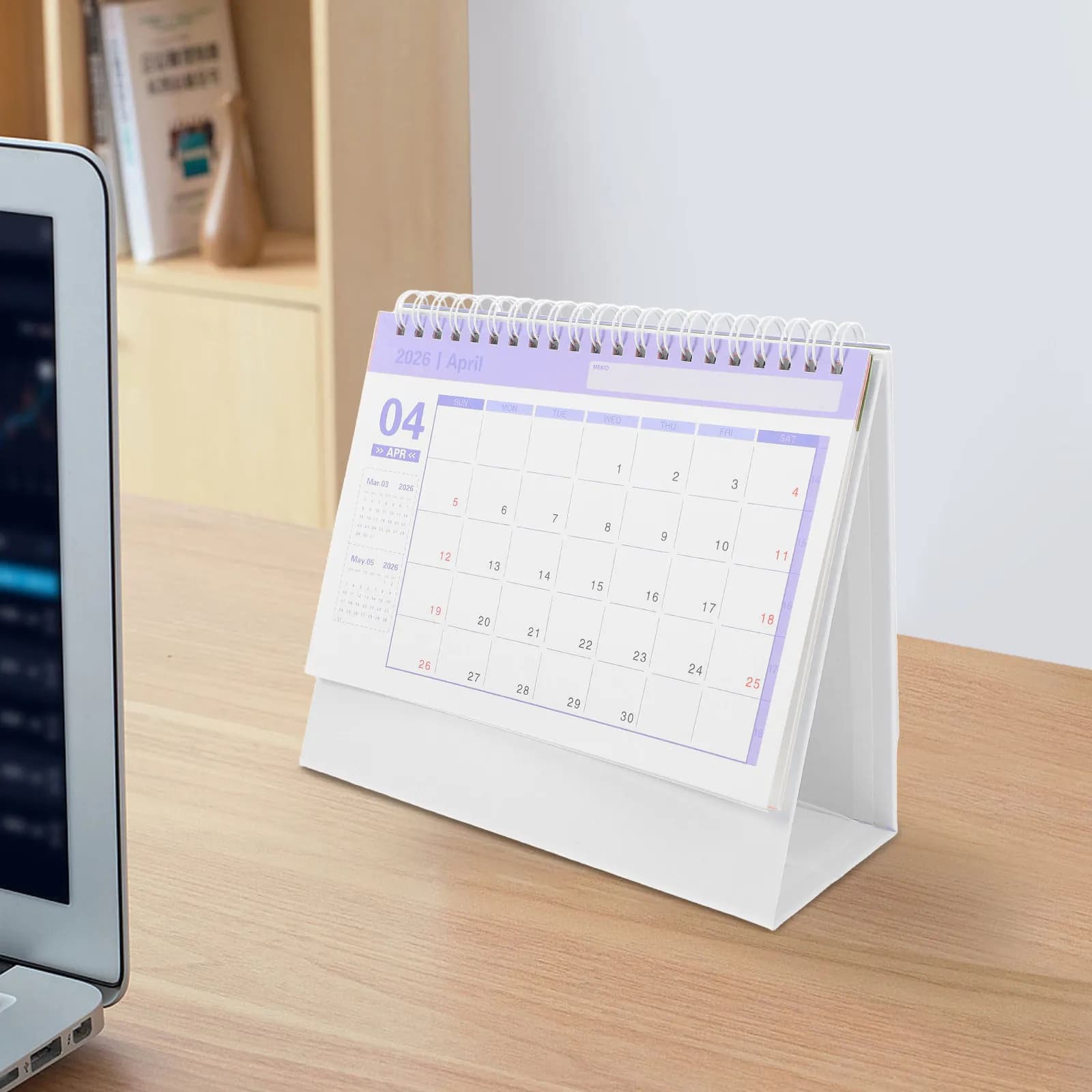 Calendario da Tavolo Compatto 2026 Stile Flip, Mini Organizzatore da Scrivania Salvaspazio per Casa, Ufficio e Scuola