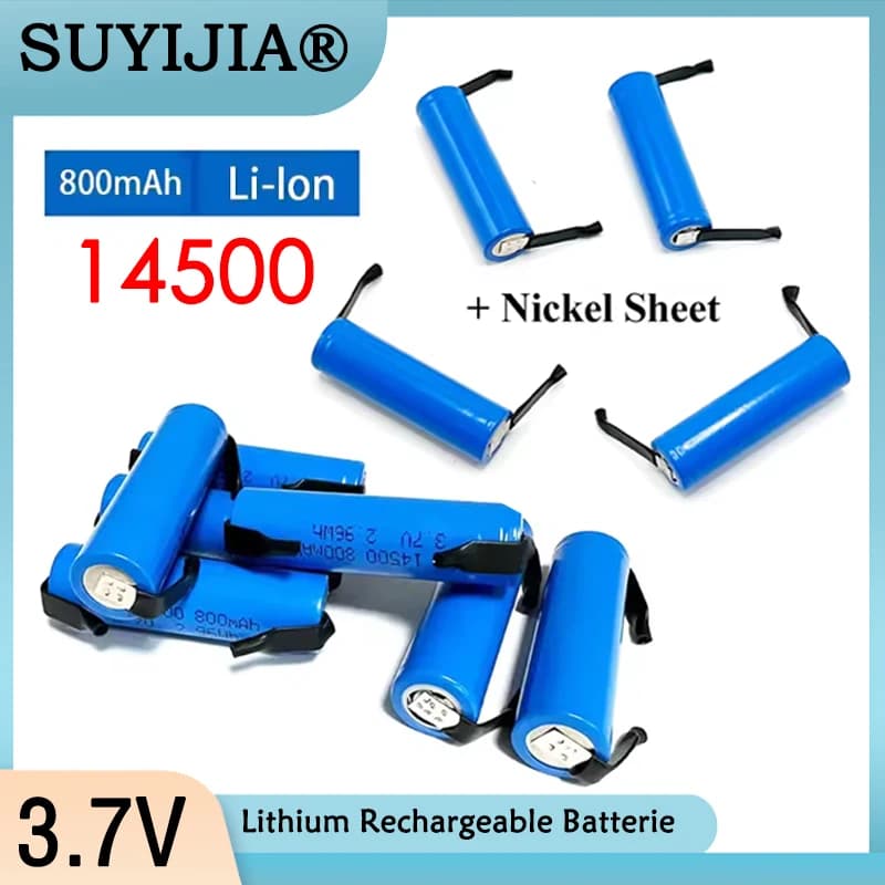 14500 Battery with Welding Rechargeable 3.7 V 800 mAh Lithium Ion Battery for Electric Brush Razor LED Flashlight