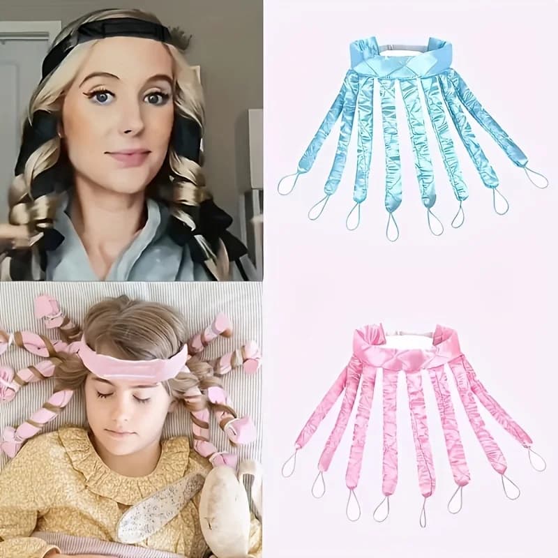 1 piece, delicate on the hair, suitable for long hair, safe and delicate, blue/pink with clip, nocturnal curling, octopus style, no heat-free curling iron, no heat-free hair curling device, sleeping hair curling