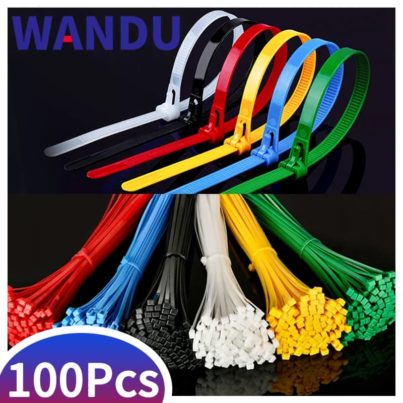 100Pcs Reusable Cable Ties Wandu Cable Lock Loop Nylon Ties Removable 3.6/4.8*150mm Recyclable, Mixed Colours Black White