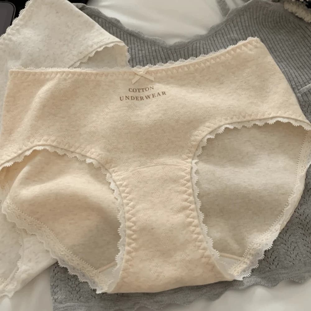 Slip in cotone con fiocco e pizzo a vita media per donna, semplici e comodi
