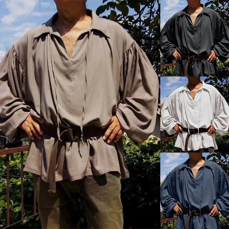 Men's Pirate Shirt Medieval Renaissance Cosplay LARP Dressing Dresses by Prince Vampire Vintage