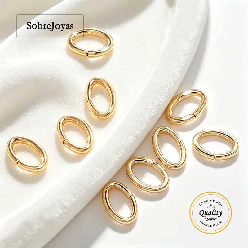 Anelli Aperti Ovali in Oro 14K per Creazione di Gioielli, Design con Chiusura a Scatto per Lavori Fai-da-Te