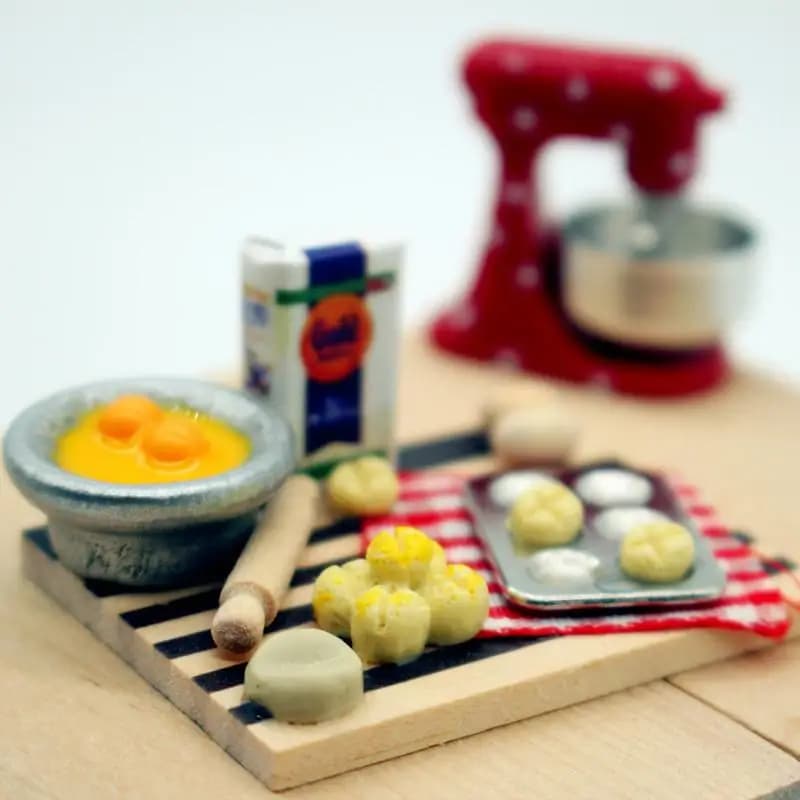 Doll House Food Toy Station Making Pastry Uovo Milk Breads Miniature Model Kitchen Accessories Children Imitation Games Toys