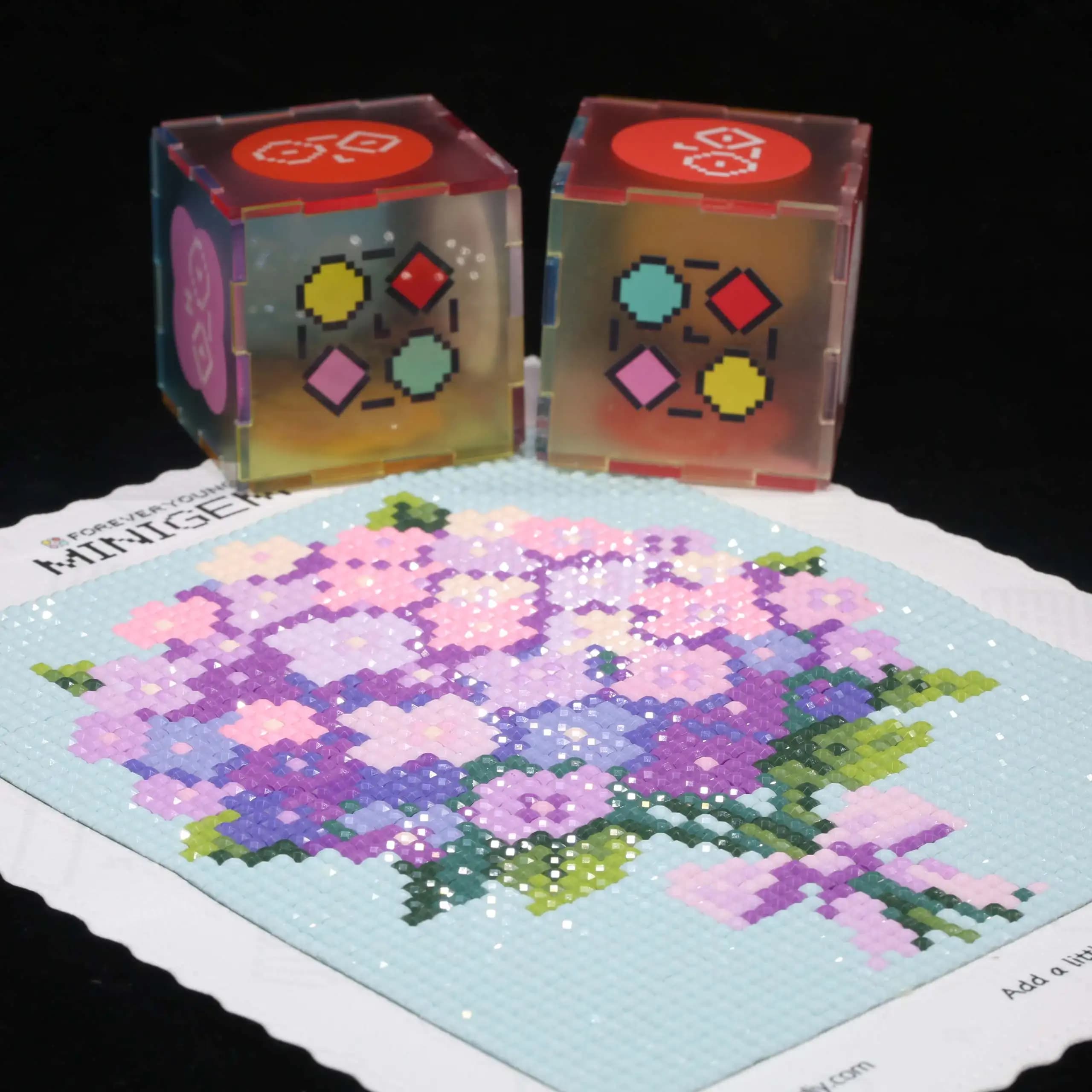 Minigem ® Kit Pittura Diamante 5D Ortensia Viola, Diamanti Quadrati in Resina 5x6 Pollici, Mini Arte Diamantata per Principianti e Bambini