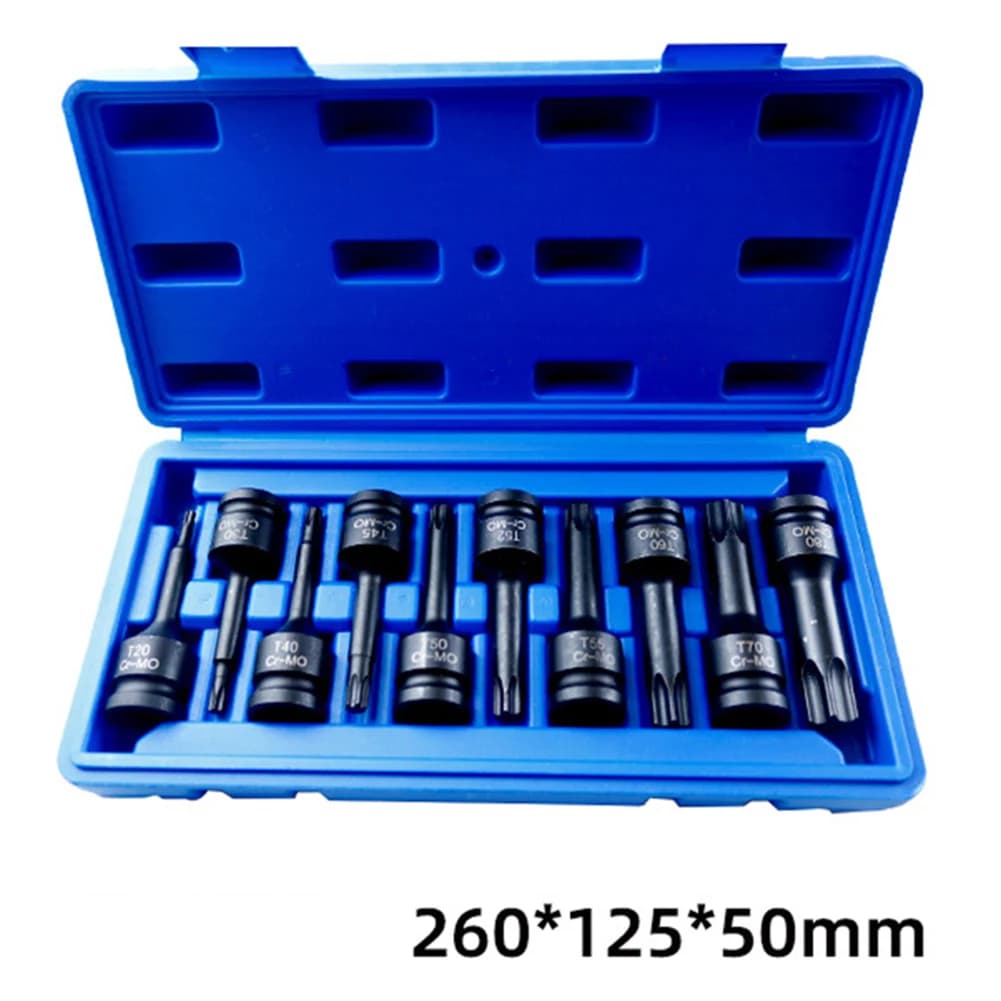 10pcs 1/2 pollici Drive Torx Star Bit Socket Set T20-T80 Socket Bits Set esagono Socket impact Socket Wrnech Head utensili manuali